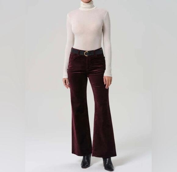 Citizens Of Humanity Pants - Citizens of Humanity Kimberly Velvet 70's Flare Pants Burgundy